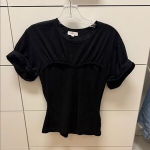 A.L.C. Black Short Sleeve Paneled Tee